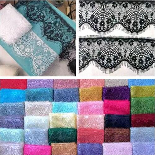 3Meters/Lot Floral Embroidered French Eyelash Lace Ribbon DIY Skirt Hem Clothing Accessories Wedding Dress Decoration Material