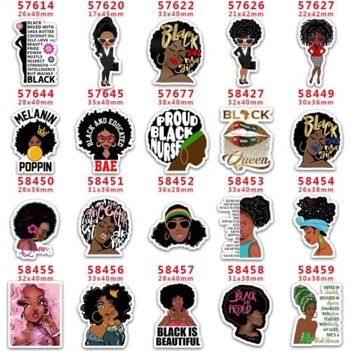 30 pcs Black Girl Magic Resin Flatback for Hair Bows Planar Resin Crafts Custom Resin for DIY Phone Decorations PR57614