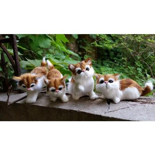 4 pieces a lot mini simulation cat toys polyethyle&fur cat dolls gift about 11cm 0977