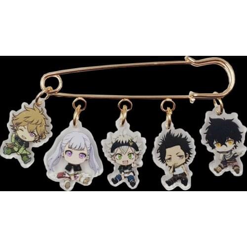 5 Styles Hottest Acrylic Anime Cartoon Black Clover Brooch Bag Overcoat Badge Men Women Girl Boy Pupil Birthday Holiday Gift