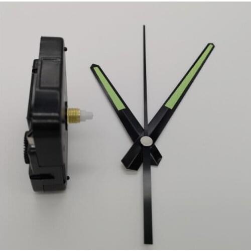 50 pcs hot sale shaft 6mm DIY Clock Mechanism Kit For Clock Parts Fluorescent green Hand Wall Clock Quartz Clock Movement