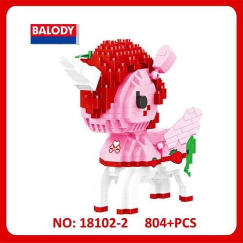 Balody 18102-2 Small Particle Building Blocks Pink Unicorn Animals Bricks 3D Model DIY Mini Diamond Blocks Building Toy for Kids