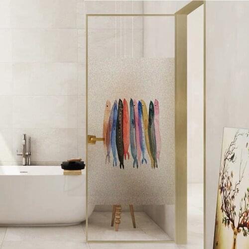 Glue-free Frosted Privacy Window Film Stained Glass Film Marine life Vinyl Window Stickers Glass Stickers Shower Door Film