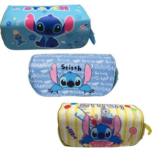 Disney cartoon Stuart double zipper pencil case for students and boys large capacity learning stationery case pencil case