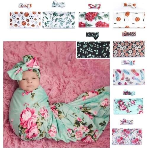 D0AF Newborn Photography Prop Baby Boys Girls Sleeping Swaddle Wrap Headband Set