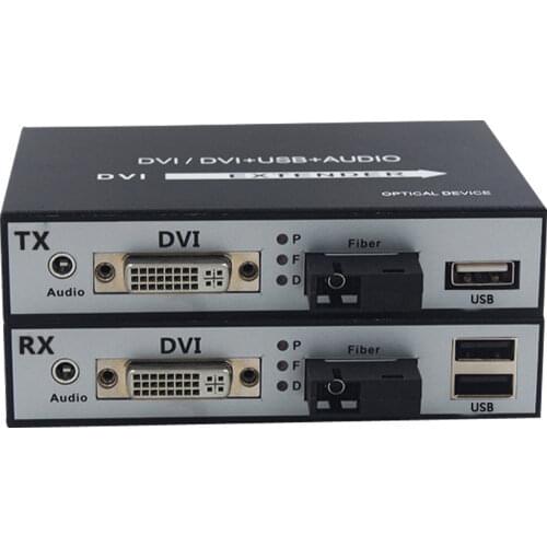 DVI Over Fiber Optic Media Converters 20Km DVI Optical USB KVM Extenders SC