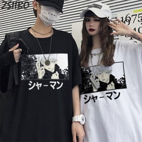 Harajuku Anime Jujutsu Kaisen Print Casual Females tshirt Unisex Short Sleeve T shirt Cool Cartoon T-shirt Male Streetwear Tops