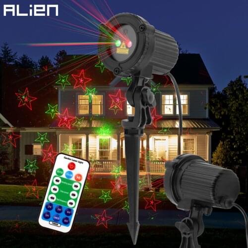 ALIEN Christmas Outdoor Laser Light Projector RG Waterproof Snowflake Five-pointed Star Effect Xmas Tree Garden Show Lighting