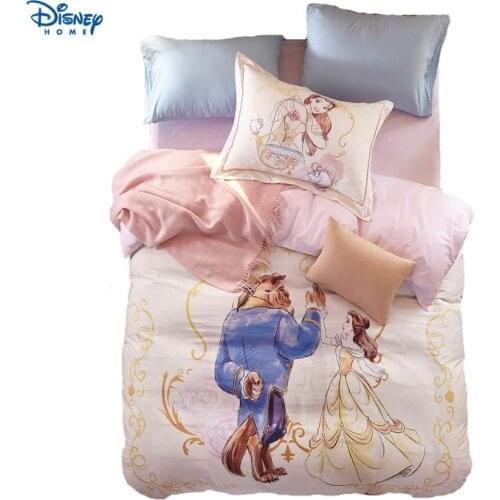 Disney Beauty and Beast Bedding Set Queen Size Girls Couple Bedroom Decor Egyptian Cotton Comforter Duvet Covers Twin Full Bed