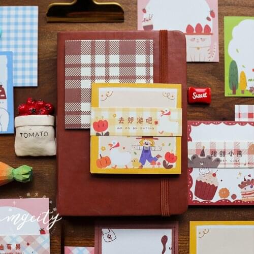 Creative Kawaii Plaid Memo Pad Sticky Note Planner To Do List DIY Diary Journal Decoration Stationery Office School Supplies