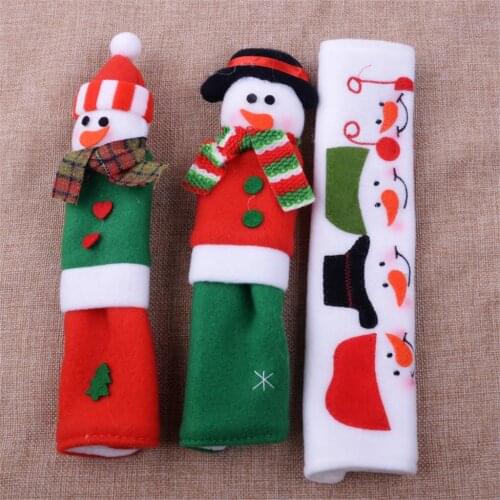 LETAOSK 3Pcs/SET Microwave Door Protective Refrigerator Handle Cover Christmas Xmas Snowman Santa Kitchen Appliance Decoration