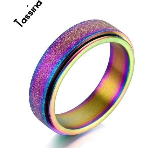 Tassina Rainbow Color Rotating Rings minimalist Stainless Steel Summer Ring For Women Drop Shopping Fashion Jewelry
