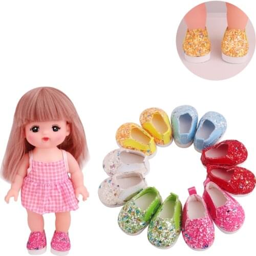 14.5-Inch Girls Doll Shoes Candy Sequin Loafers American Born Shoe Baby Toys Accessories Fit Japanese Doll Milo x33