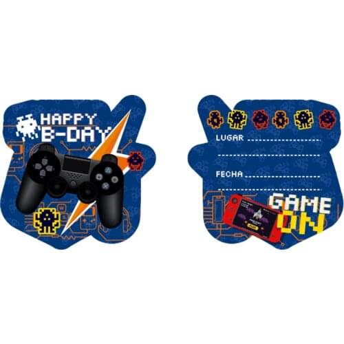 Top Sale Game On Boy Birthday Invitation Card Party Decorations Party Supplies Happy Birthday Decoration Kids Toys 1 Set