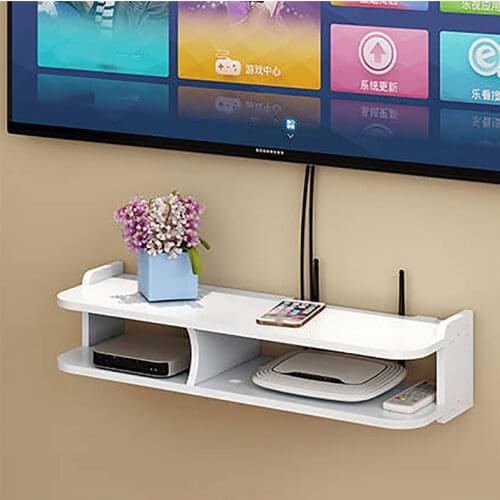 50cm/30cm WIFI Router TV Wall Set-Rop Box Storage Rack Wall Mounted Double Layer Drawer Organizer DVD Player Telephone Holder