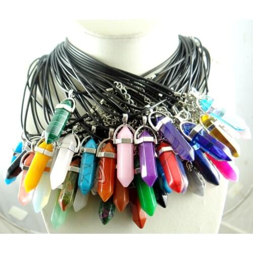 Natural stone Quartz crystal Turquoises tiger eye Opal aventurine endulum Pendant for diy lJewelry making necklace Accessories