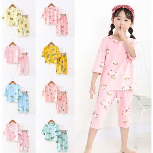Baby Boys Girls Pajamas 2021 New Summer Short Sleeve Childrens Clothing Cotton Sleepwear Cartoon Pyjamas Sets For Kids 2-9 Year