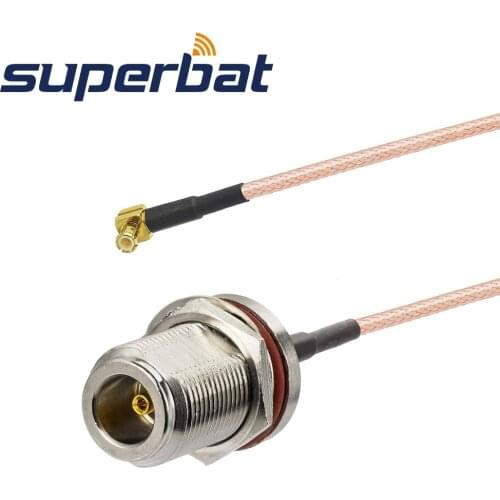 Superbat MCX Plug Right Angle to N Jack Bulkhead with O-ring Cable RG316 15cm for Wireless Jumper Cable Assembly