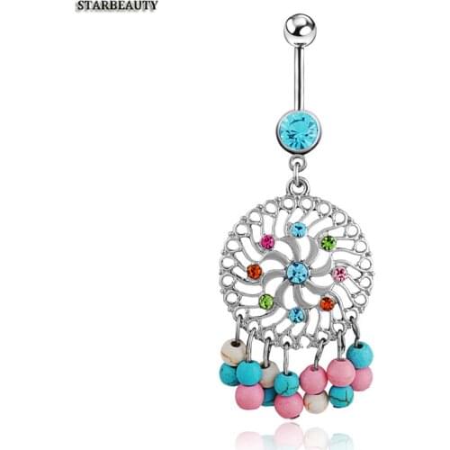 Colored Pinwheel Dangle Dreamer Navel Piercing Ombligo Austria Stone Belly Button Rings Body Piercing Nombril Navel Ring Pircing