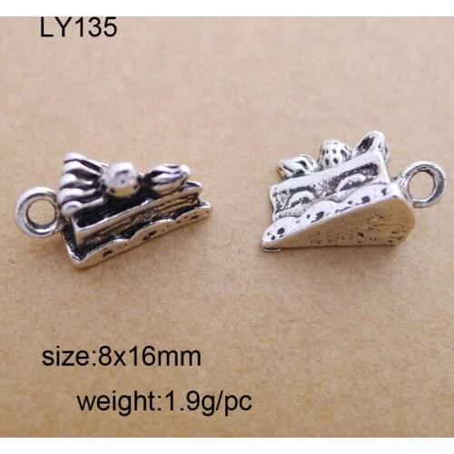 25Pcs/Lot 8x16mm Zinc Alloy Antique Silver Cake Charms For DIY Jewelry Accessories