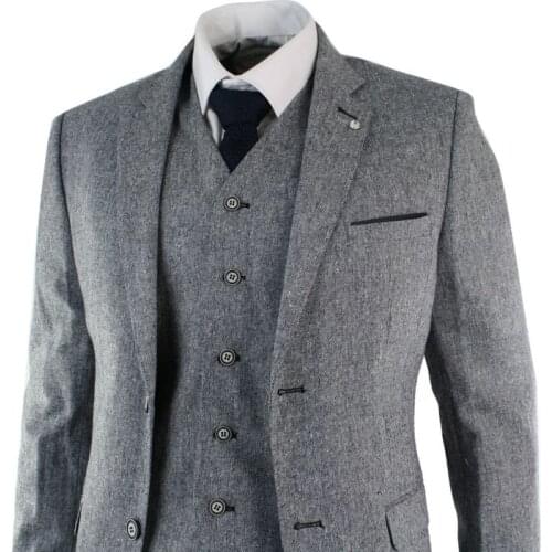 Latest Coat Pant Designs Winter Grey Black Tweed Men Suit Jacket Prom Tuxedo Slim Fit 3 Piece Custom Groom Blazer Suits Ternos