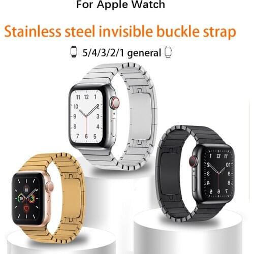 AKGLEADER For Apple Watch 5 4 Newest Stainless Steel Watcbands 3 2 1 38mm 40mm For Apple Series Strap