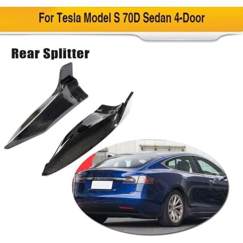 Rear Bumper Lip Splitters For Tesla Model S 2016 2017 Carbon Fiber Accessories