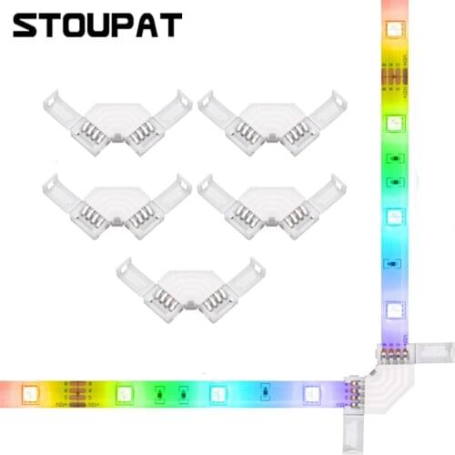 LED Corner RGB Connector 10mm 4pin L Shape IP20 LED Light Strip Solderless 90 Degree Right Angle for 5050 3528 Tape Light