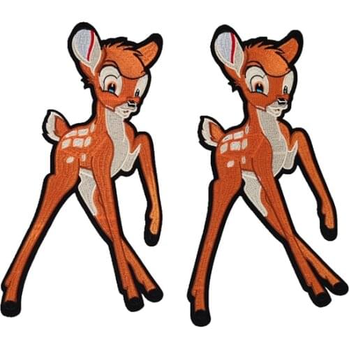 Iron on Large Deer Embroidered sewing Parches for Clothes 1Piece 3D Animals Sew on Embroidery Appliques patches