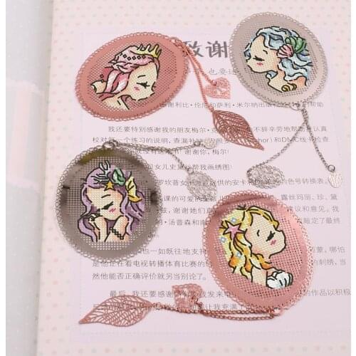 Dmc threads Cute Girls DIY Craft Stich Cross Stitch Bookmark Metal Silver Golden Needlework Embroidery Counted Cross-Stitching 7