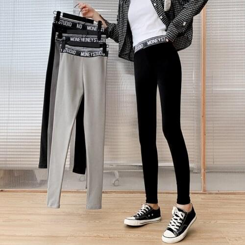 Woman Letter Printed Leggings Mujer Fitness Girl Spring Summer Black Pants Women Clothing High Waist Pentalon Femme Slim