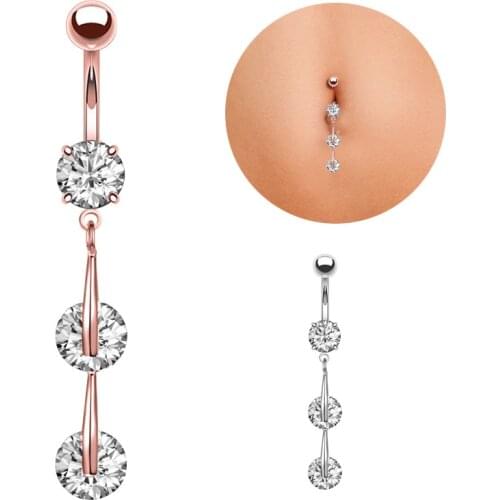 Woman Body Jewelry Rhonestone Flower Pendant Navel Piercings Stainless Steel Dangle Accessories Sexy Women Belly Button Piercing