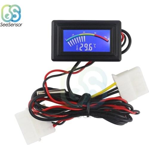 LCD Pointer Digital Thermometer Car Water Temperature Meter Gauge C/F NTC Sensor for Computer Case Air Conditioning Boilers