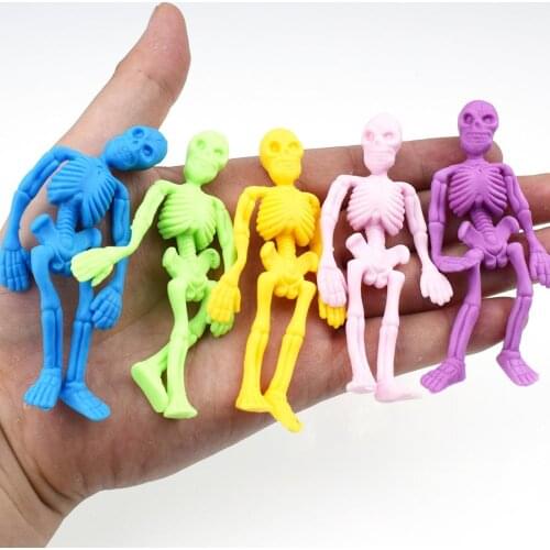 10Pcs Soft Mini Skeleton Model Anti-stress Decorative Toy Halloween Party Favors Halloween Party Decoration Mini Figure Toy