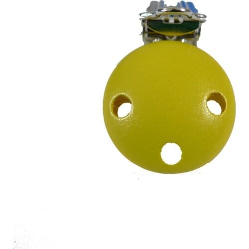 25PCS #4 Yellow Color Natural Wood Baby Pacifier Dummy Holder Clips