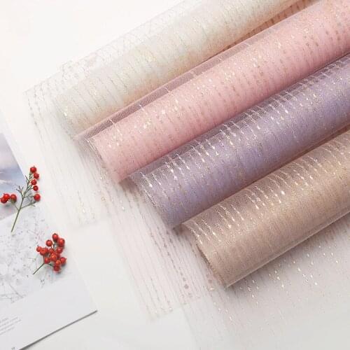 5 Yard Bronzing And Glittering Gift Wrapping Gauze Feather Floral Shop Bouquet Wrapping Paper Mesh