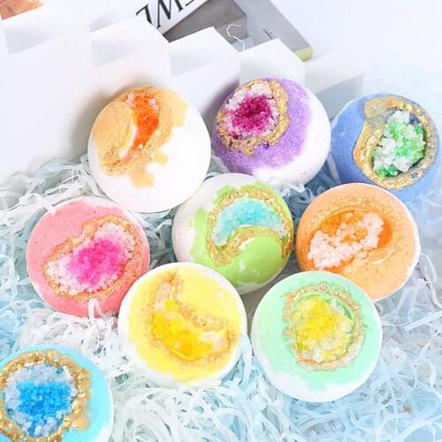 9Pcs/Set Natural Sea Salt Bath Bubble Ball Exfoliating Skin Rejuvenation Body SPA Rich Essential Oils Moisturizing Skin Relaxing