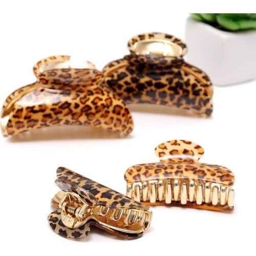 Acrylic Hair Claw Hair pins Simple Bath Hair Clips For Woman hair barrette Leopard Print Solid Girls Hair Crab Hair Accessories