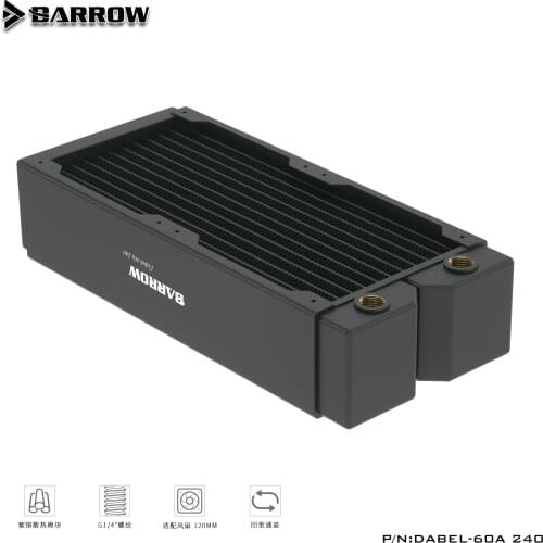 BARROW 60mm Thickness Copper 240mm Radiator Computer Water Discharge Liquid Heat Exchanger G1/4 Threaded use for 12cm Fans