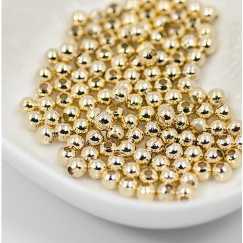 DIY beads gold copper beads size 3 / 4 / 5mm diameter. Smooth ball spacer beads jewellery found wholesale