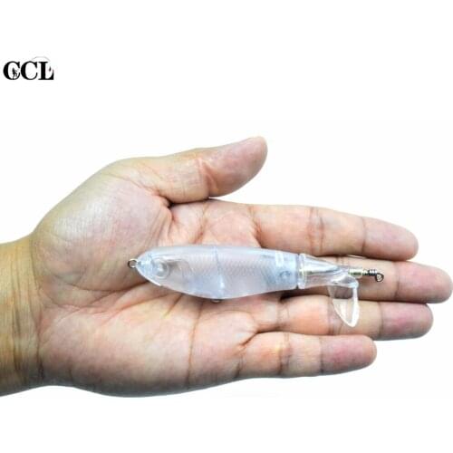 CCLTBA 10pcs/lot Unpainted Popper Lure 10cm 14.5g Hard Body Top Water Blank Fishing Lures Transparent Body Fishing Tackle