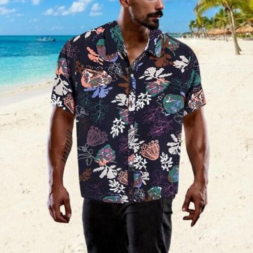 Hawaiian Shirts Colorful Printing Loose Short Sleeve Tops For Men Beach Shirt Print Shirts Tops Casual Short Sleeve Summer