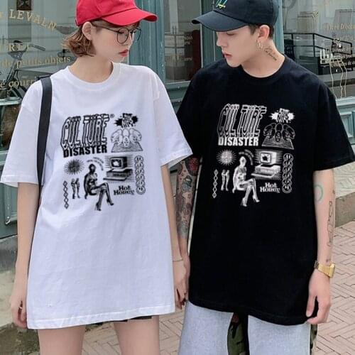 Harajuk Graffiti T-shirt Men Funny Print Casual Vaporwave Unisex Short Sleeve T shirt Summer Oversize Mens tshirts Streetwear