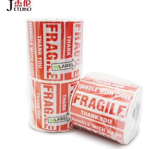 Jetland Warning Shipping label Fragile Warning Stickers - 3x2" or 3x5", 100x100 90x50mm Seal Care Carton Stickers