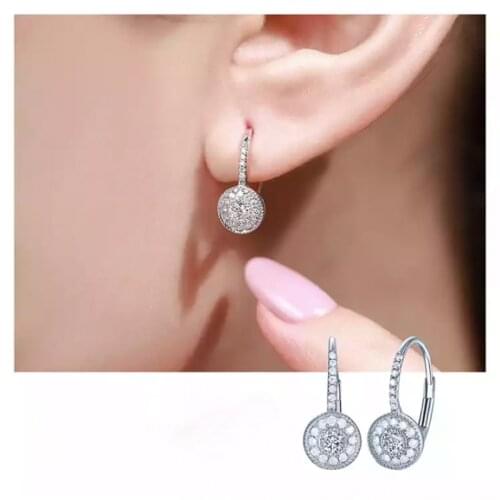 Huitan Dainty Women Drop Earrings Full White Cubic Zirconia Delicate Girls Party Dangle Earrings Shiny Fashion Jewelry Wholesale