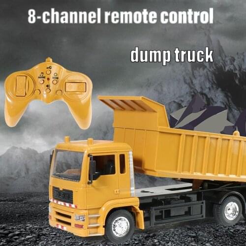 Rc Cars Dump Truck Vehicle Toys For Children Boys Xmas Birthday Gifts Yellow Color Transporter Engineering Model Beach Toys