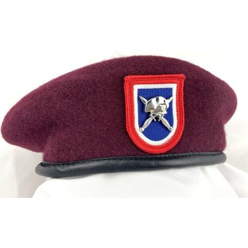 New US Army Special Forces Group Airborne Division Red Maroon Beret CAP & Badge Military Hat Military CAP