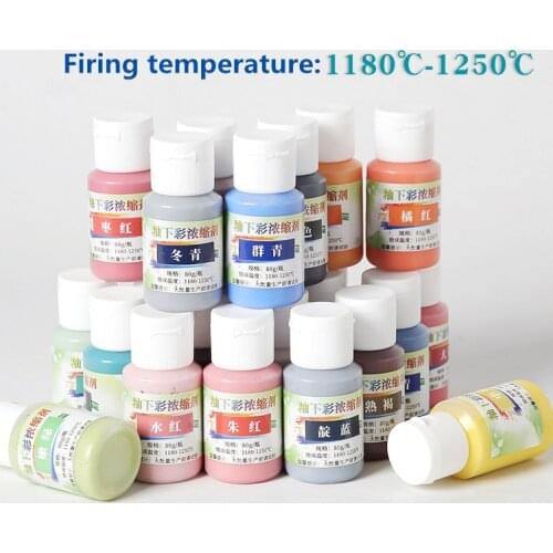24 Colors Ceramic underglaze color pigment medium temperature 1180-1250 degrees pigment ceramic underglaze color concentrate