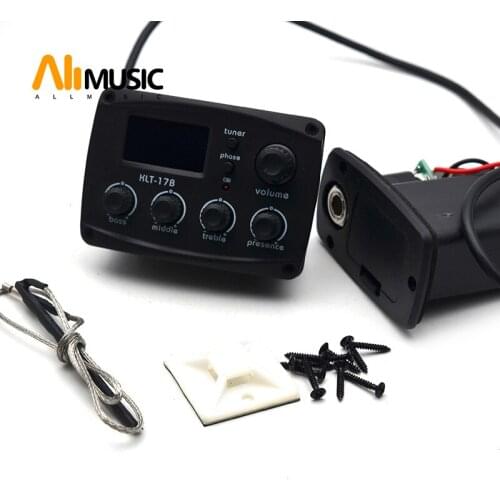 KLT-17B Acoustic Guitar EQ Preamp 70*48mm with Digital Procedding Tuner 4 Band EQ Equalizer with Tuner Guitar Pickup