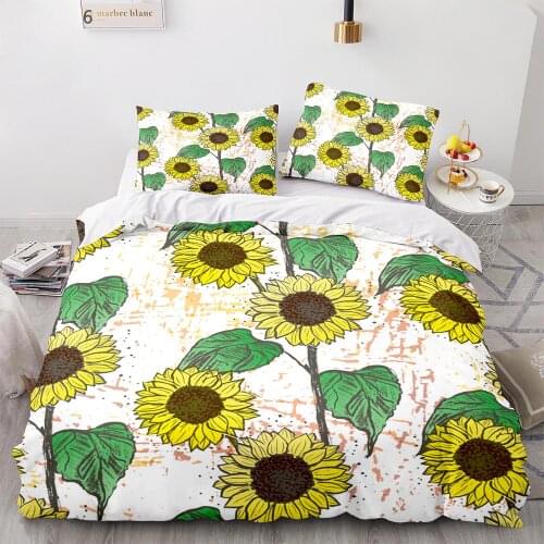 Sunflower Bedding Set Single Twin Full Queen King Size Sunflower Bed Set Flower Childrens Kid Bedroom Duvetcover Sets 010